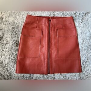 Shinestar Rust Pencil Mini Skirt Casual faux leather